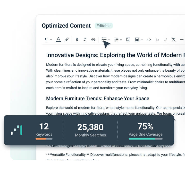 a content editor with an informational bar floating over it